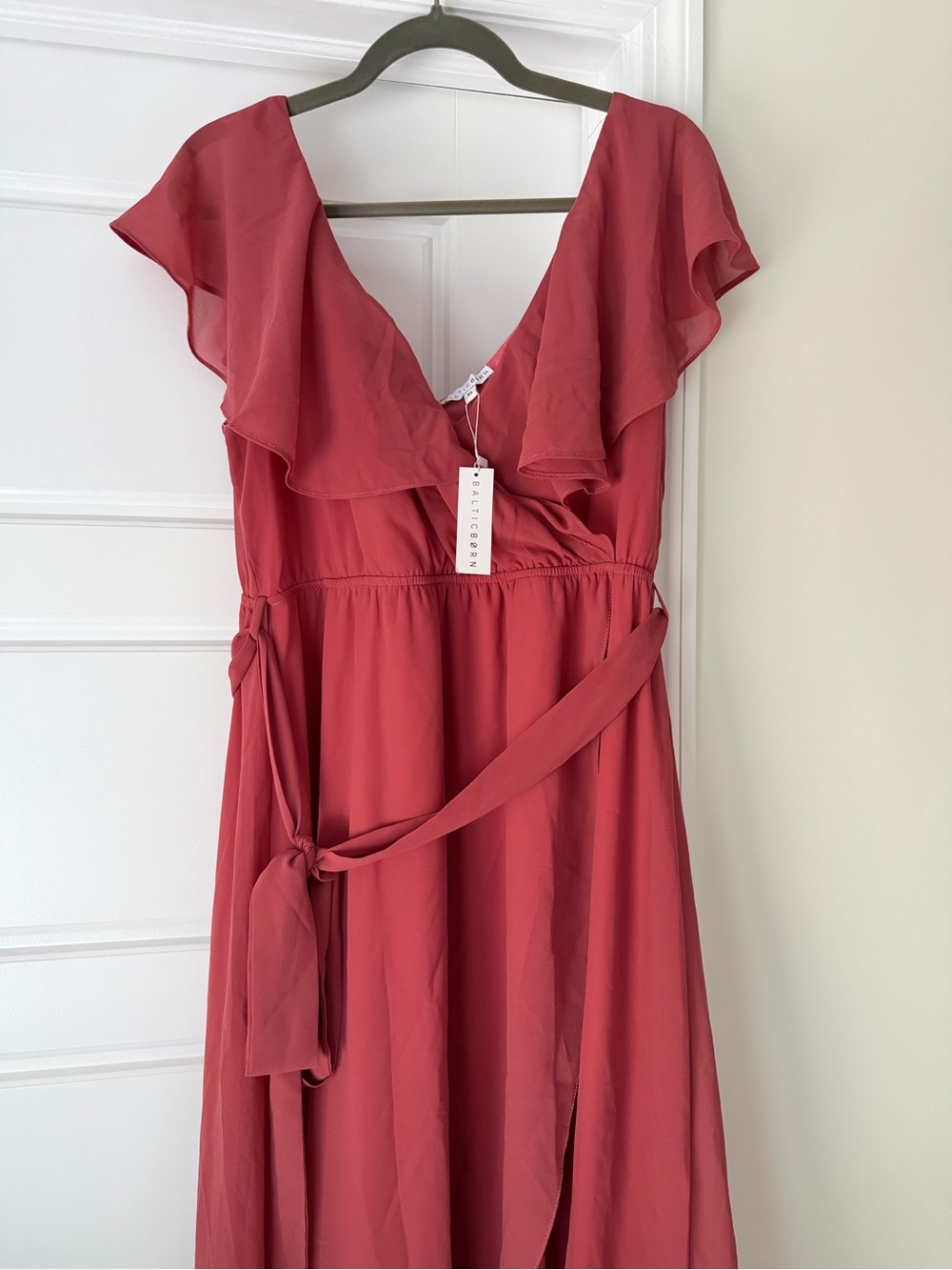 Baltic Born Coral Maxi Dress with Flutter Sleeves